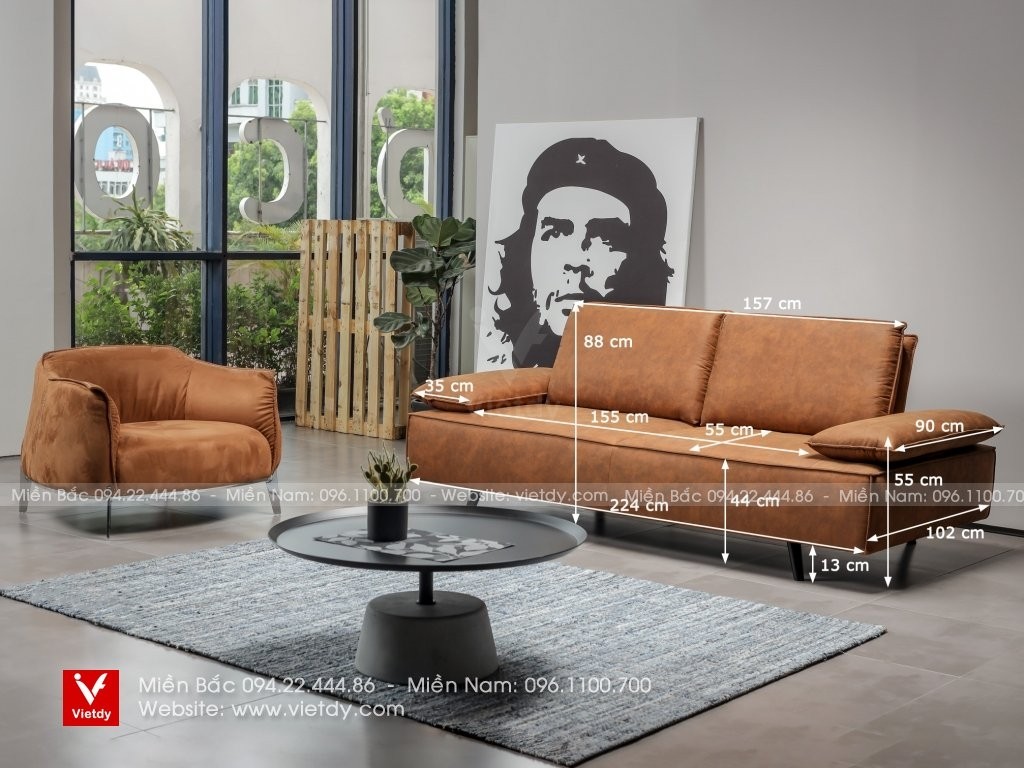 Sofa vải nỉ Ý S3 CASA CD-6371 kích thước phù hợp với mọi không gian